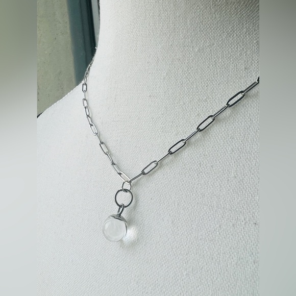 Crystal Quartz on a Stainless steel paperclip Chain - Picture 2 of 7